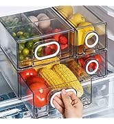 6 PCS Refrigerator Organizers And Storage Stackable Storage Drawers, Large Heavy Duty Fridge Orga...