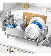 Urackify Stainless Steel Dish Drying Rack - Large Capcity 304 Grade Dish Drainer for Kitchen Coun...