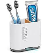 Chintu Toothbrush and Toothpaste Holder with Bamboo Divider for Bathroom Countertop Organizer, De...