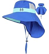 Kids Sun Hat Neck Flap UPF 50+ Quick-Dry Wide Brim Breathable Fishing Beach Hat for 6-12T Boys Gi...