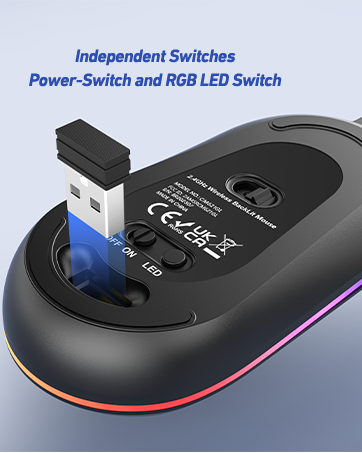 USB receiver inside the bottom of the mouse