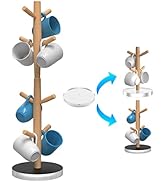 Coffee Mug Holder, ONEDONE 3-in-1 Coffee Mug Tree for Counter 22" Height Adjustable Solid Wood Co...