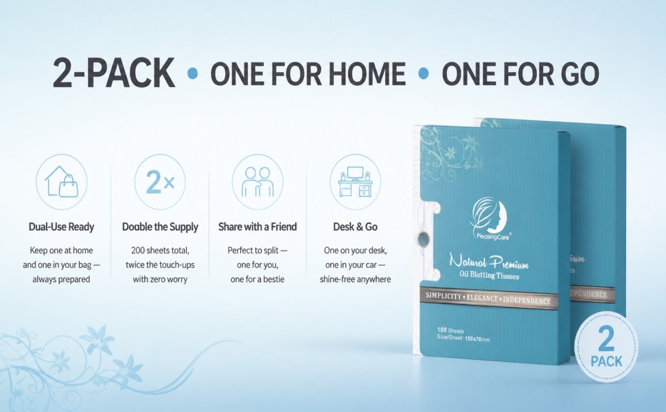 2 pack Face facial shine control paper