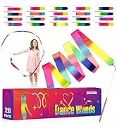 HAPMARS 20 Pack Ribbon Dancer Wands for Kids, Rainbow Streamers, Party Favors Goodie Bags Stuffer...