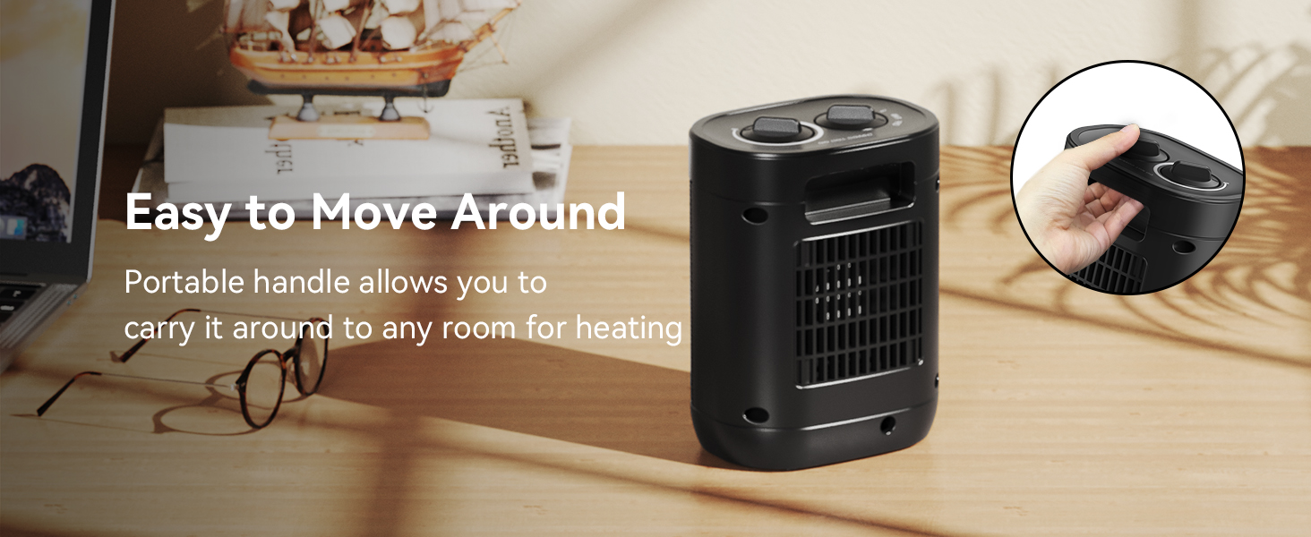 small space heater with handle