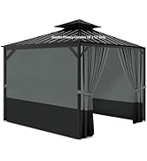 aonear Gazebo Privacy Curtains 10' x 12' with Zipper 4-Panels Side Wall Universal Replacement for...