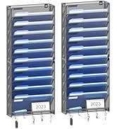 OUTWOLF 2Pack 12 Tier Hanging Wall File Organizer with Hooks, Vertical Wall Mount File Folder Hol...