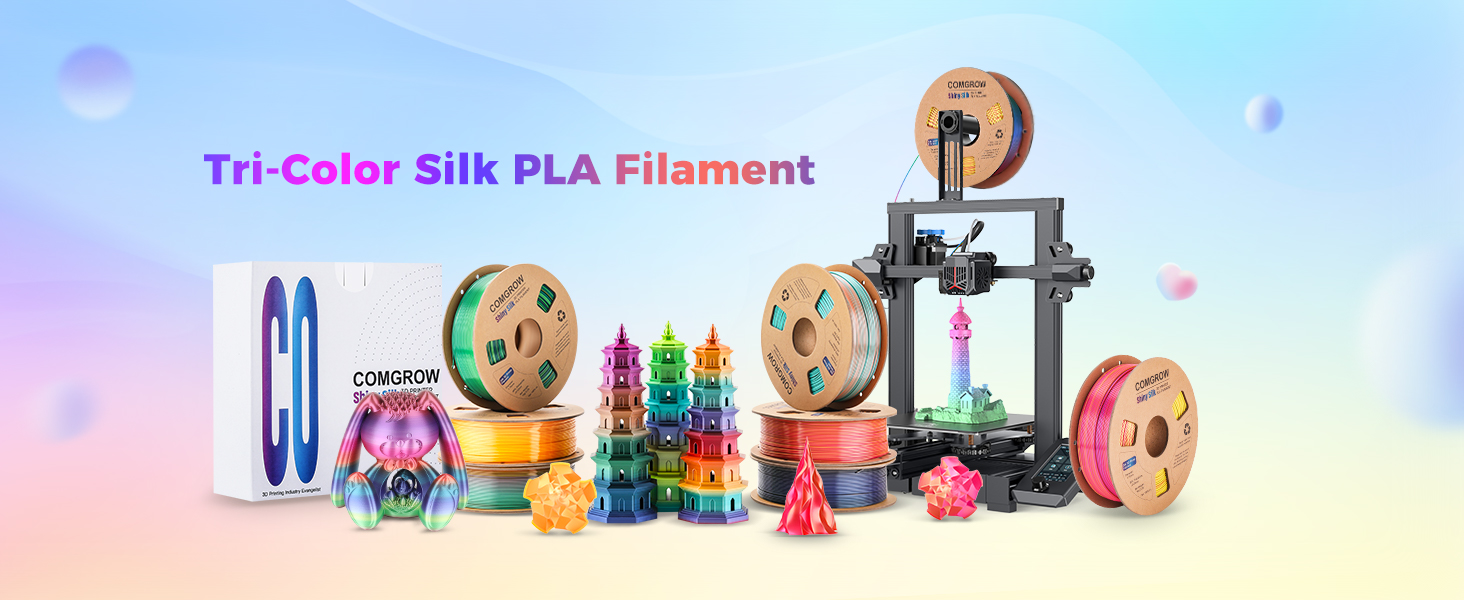 Tri-color silk PLA filament