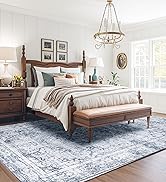 Joydeco 4x6 Area Rugs for Living Room, Non Slip Machine Washable Vintage Rug, Low Pile Chenille P...