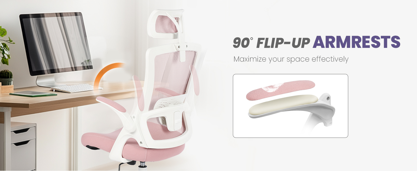 Flip up armrests to save space or sit in various positions