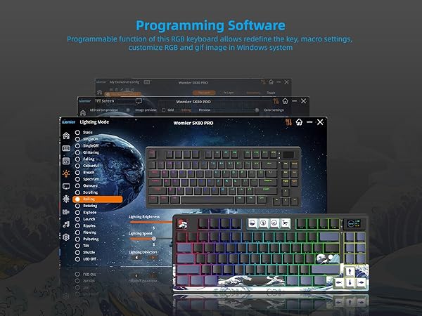 75% Wireless Mechanical Keyboard, Creamy Gaming Keyboard, 75% Black keyboard