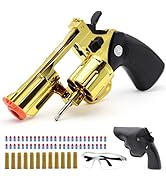 Trokiomi Gold Soft Bullet Toy Revolver for Boys - Realistic Shooting Game Toy Gun Pistol with 50 ...
