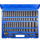 GOSWIFT 70pcs 1/2" Drive Impact Socket Set, Cr-V Steel, SAE &amp; Metric, Standard/Deep Sockets with ...