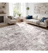 Puino Abstract 10x14 Washable Rug: Modern Non Slip Area Rug Soft Carpet Foldable Distressed Stain...