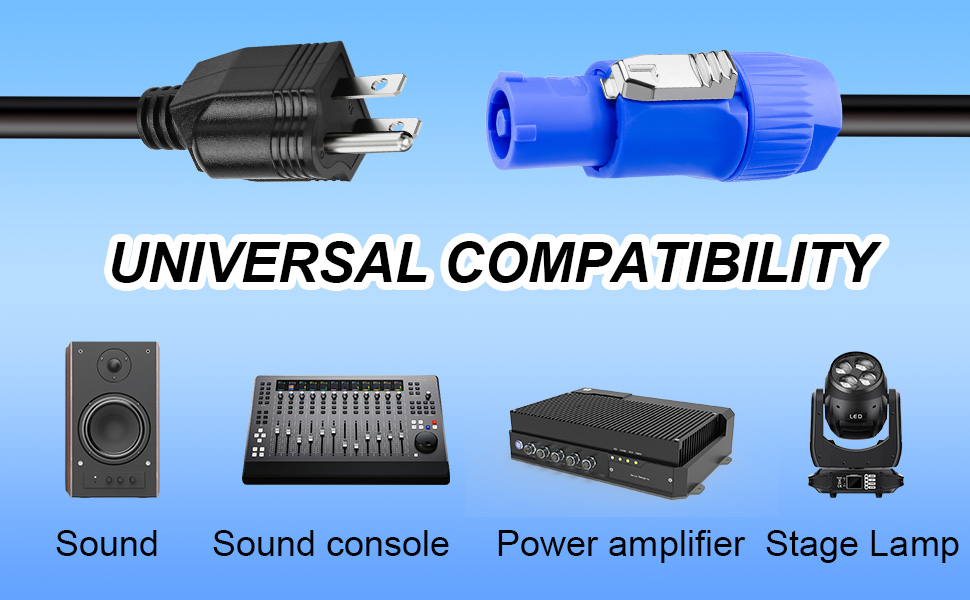NEMA 5-15P to Powercon cord