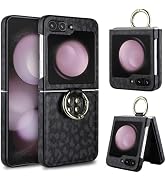 Vofolen for Samsung Galaxy Z Flip 5 Case with Ring [Hard PC+Soft PU Leather] Full Body Anti-Scrat...