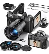 FLATIC Cameras for Photography, 6K 64MP Digital Camera with WiFi &amp; Microphone for Youtuber, 16X Z...