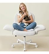 HUANUO Vanity Chair with 6-Position Adjustable Armrests, Criss Cross Chair with Wide Cushion, Sof...