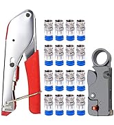 Yangoutool Professional Coaxial Cable Tool Kit: Coax Cable Crimper, Cutter, and 20pcs RG6/RG59 Co...