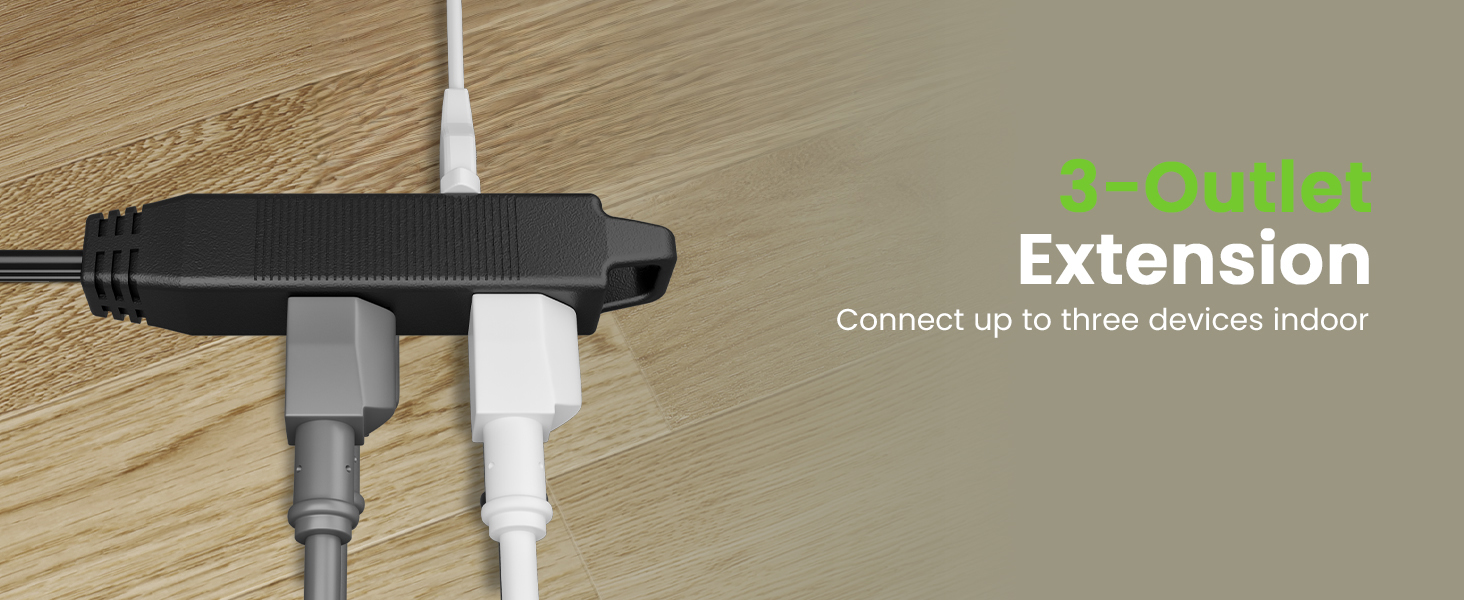 360 degree flat extension cord 3 outlets