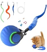 Geamen Interactive Cat Toys with Bird Sounds &amp; 3 Speed Modes, Rechargeable Automatic Moving Cat T...