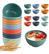 HEYCOME 12 Pcs Unbreakable Cereal Bowls Set, 26 Oz Wheat Straw Bowls Set, Microwave &amp; Dishwasher ...
