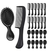 Bulk Hair Brush &amp; Comb Set, Black Cushion Hair Brushes &amp; Wide Tooth Combs, Individually Wrapped P...