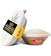 NeoRov Handmade Cotton Rope Banneton Bread Proofing Basket Set - Oval &amp; Round Bread Baskets - Wit...