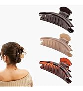 3 Pack Medium Hair Claw Clips for Thin Hair, 4.3 Inch Assorted Strong Hold Claw Clips for Fine Cu...