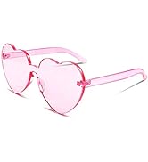 FEISEDY Rimless Heart Shaped Sunglasses Women One Piece Fashion Love Glasses B2419