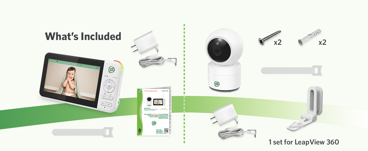 LeapFrog LeapView 360 5&amp;#34; high res color LCD baby monitor 31hr battery 360 PTZ no wifi