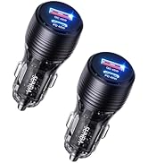 [2 Pack] SUNDA 90W USB C Fast Car Charger, 2-Ports Car Charger Adapter, Cigarette Lighter USB Cha...