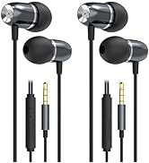 MORMOQUE EP05 Wired Earbuds 2 Pack,3.5 mm Jack Noise Isolating Earphones,in-Ear Headphones with M...