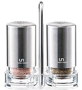 Salt and Pepper Shakers with Holder - Elegant Stainless Steel Shaker Set by urban noon