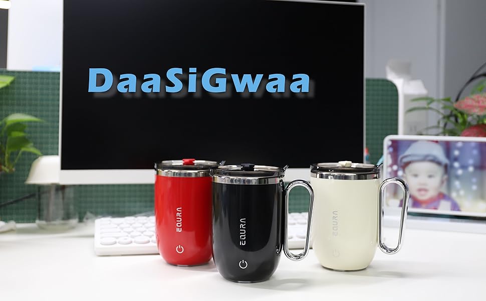 Self Stirring Mug - 4-Color Temp Display Magnetic Electric Auto Mixing Stainless Steel Cup