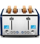 Roter Mond Countdown Stainless Steel 4 Slice Toaster with Bagel, Defrost, Cancel Function, Dual T...