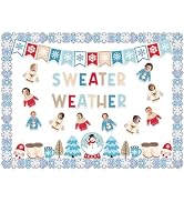 95Pcs Winter Bulletin Board Decoration Set Christmas Sweater Weather Classroom Decoration Kit Sno...