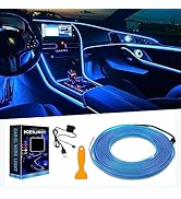 El Wire Lights for Car, Blue El Wire Car Interior Neon Lights 16FT/5M Car Led Strip Light Interio...