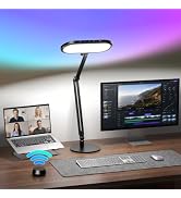 LitONES EaseGlowXP Dual-Zone Desk Lamps Home Office, RGB Backlit, Remote | Edge-lit Eye-care, 36W...