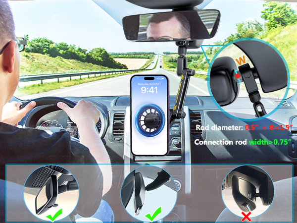 car rear view mirror phone holder