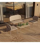 Kingdura 4 Piece Outdoor Patio Furniture Set, Wicker Patio Furniture with Coffee Table, All Weath...