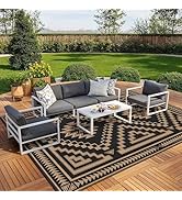 GENIMO Outdoor Rug for Patio Clearance, 10' x 14' Waterproof Plastic Straw Rugs, Reversible Campi...