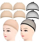 6PCS Wig Caps, FANDAMEI 4PCS Nude Nylon Wig Caps with 2PCS Black Mesh Wig Caps Net. Wig Caps for ...