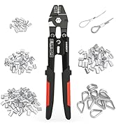 Sanuke Wire Rope Crimping Tool for 3/64 1/16 5/64 inch Aluminum Crimping Loop Sleeves Kit with 16...
