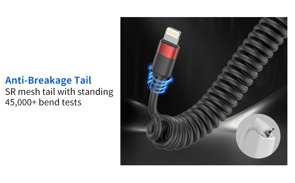 coiled usb to lightning cable