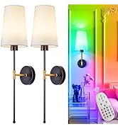 Depuley Battery Operated Wall Sconce: 27" Set of 2 Wireless Wall Lights with Remote for Bedroom -...