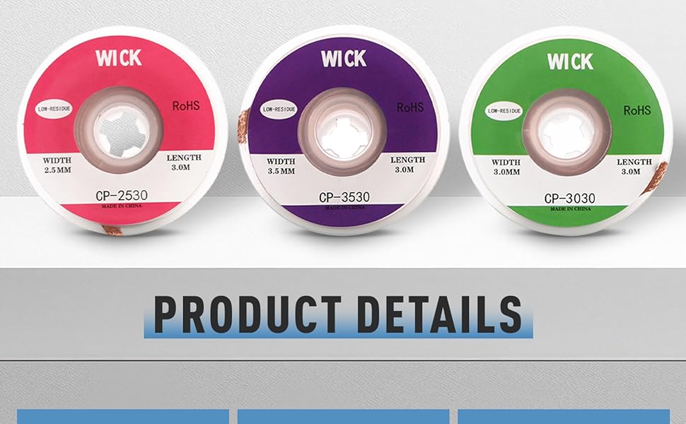 3 in 1 Solder Wick Braid with Flux, Desoldering Wick No Clean Less Dross Soldering Wick