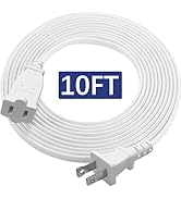 2 Prong Extension Cord 10 FT 18 AWG 10A/125V US AC Two Prong Male-Female Flat Thin Slim Polarized...