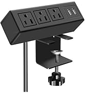 CCCEI 3 Outlet Desk Clamp Power Strip with USB Ports, Desktop Power Strip Surge Protector 1200J. ...