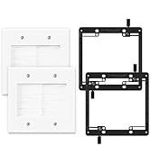 VCELINK Brush Wall Plate with Mounting Bracket, 2 Gang Pass Through Wire Hider for Cable Manageme...